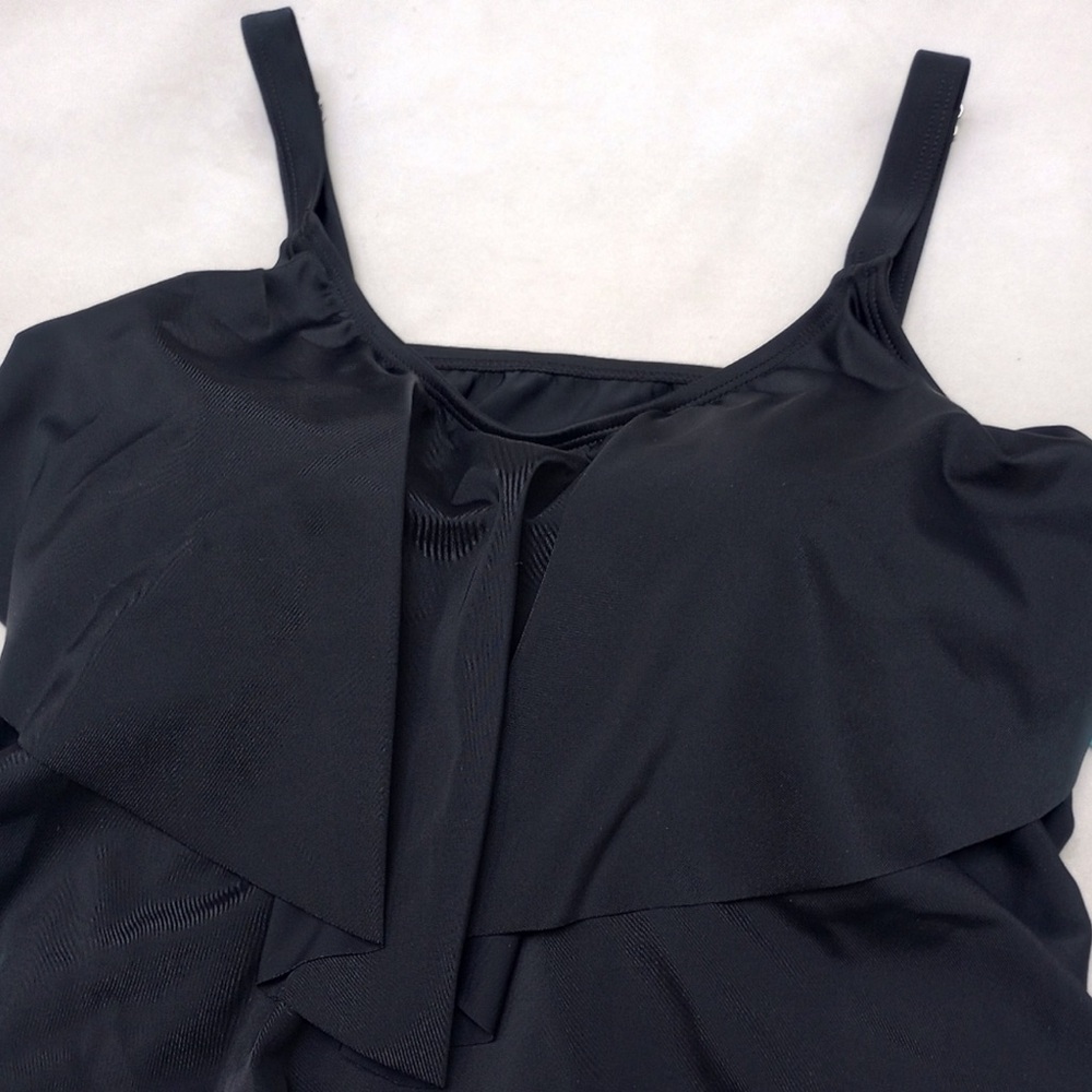 NWT Septangle Black Tiered Tankini Top, size 14 - Picture 4 of 12
